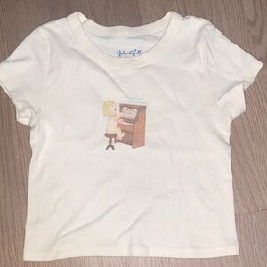 Brandy Melville Cream Graphic Kids Tee
